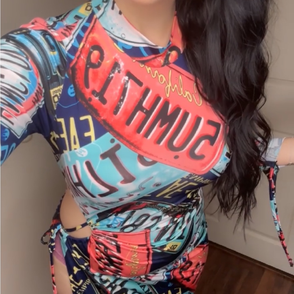 BNWT-License Plates Long Sleeve Dress